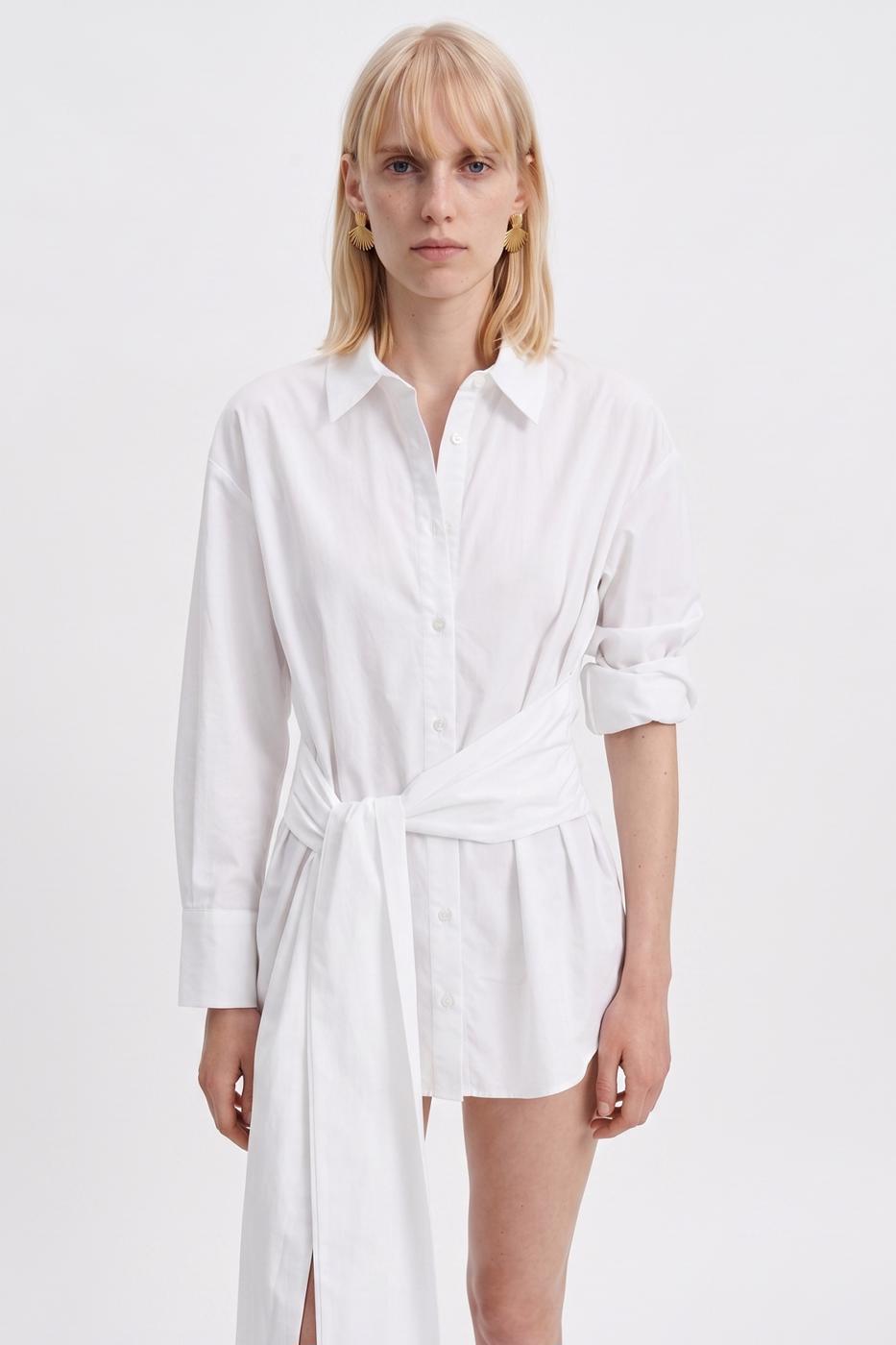 Lace-up Poplin Shirt White