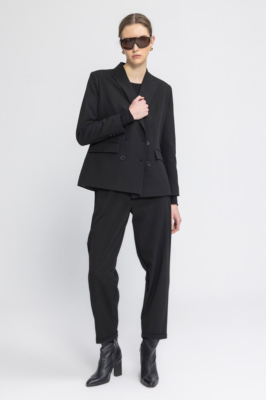 Baggy Fabric Trousers Black