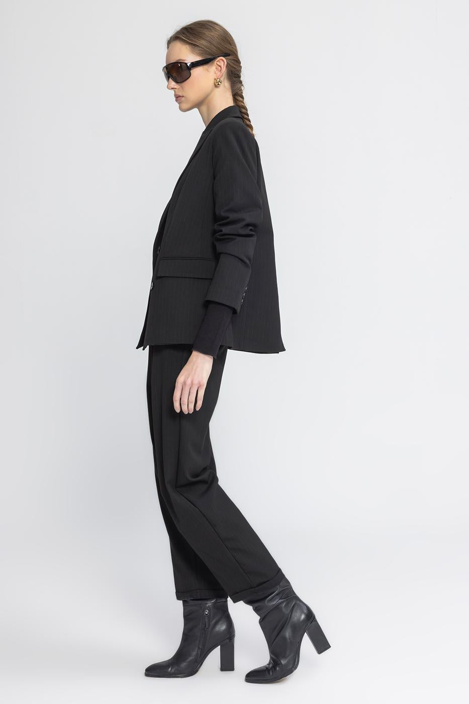 Baggy Fabric Trousers Black