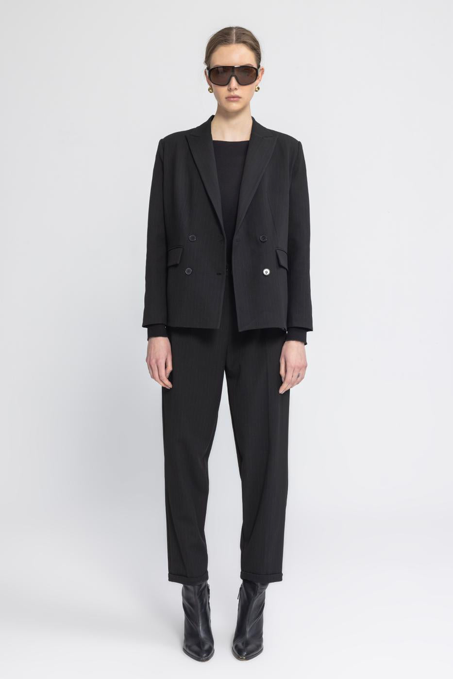 Baggy Fabric Trousers Black