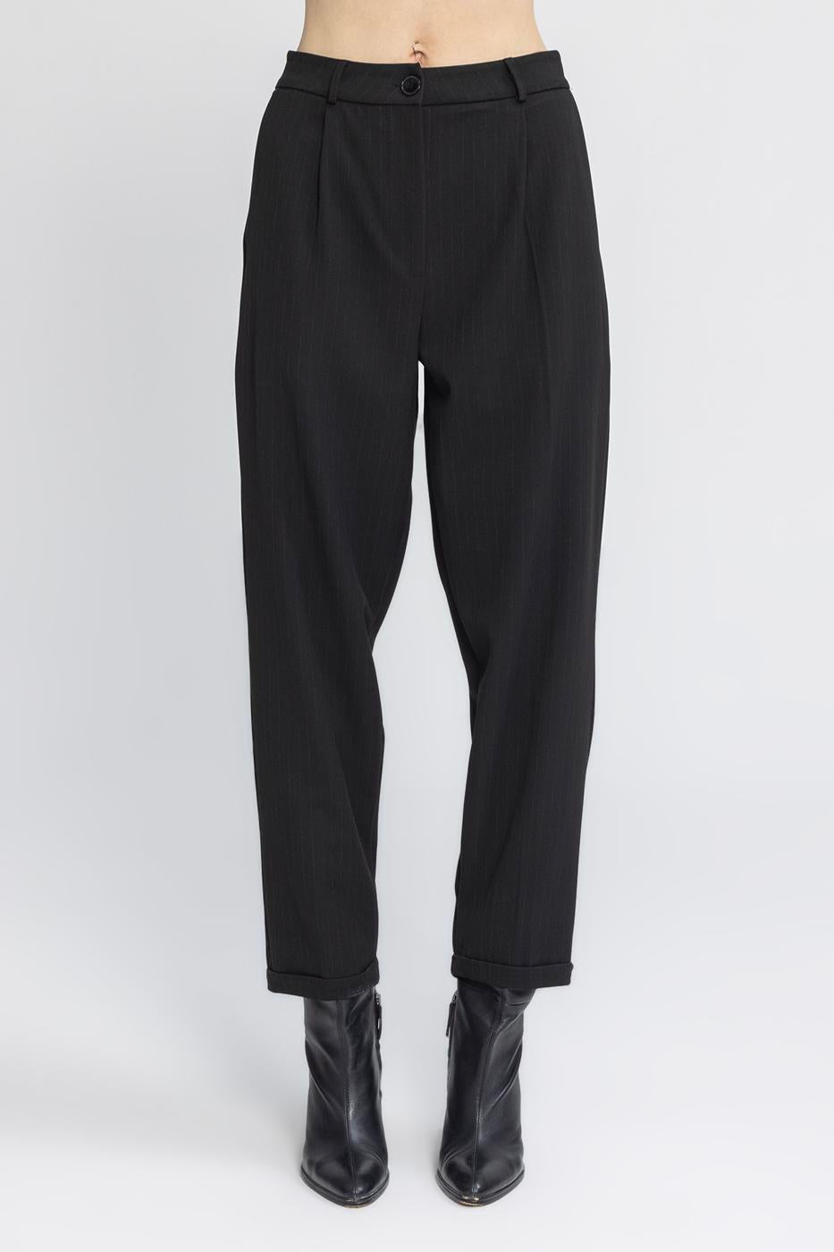 Baggy Fabric Trousers Black
