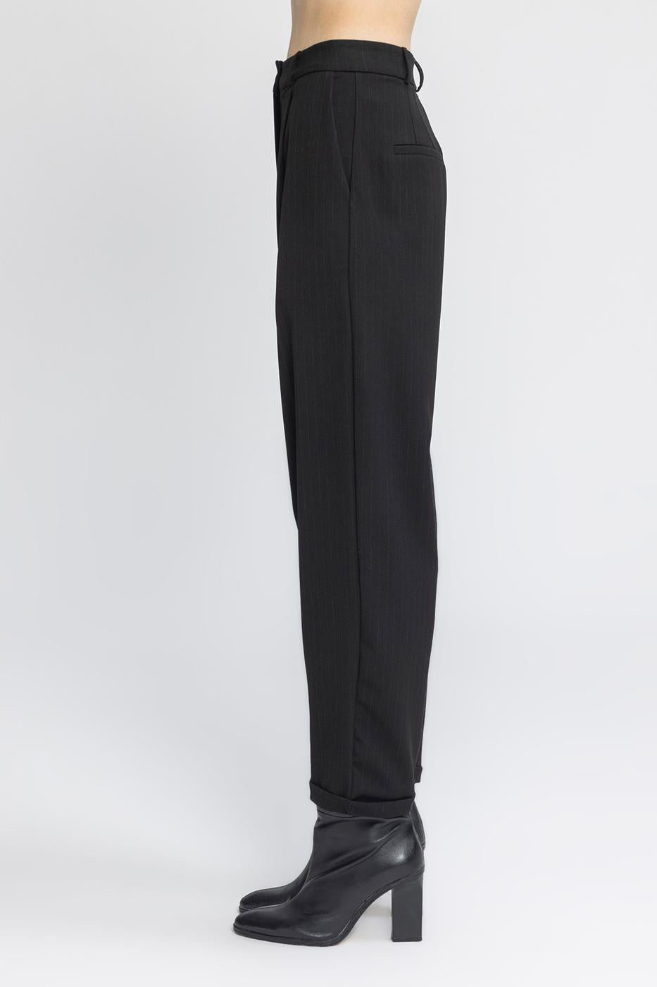 Baggy Fabric Trousers Black
