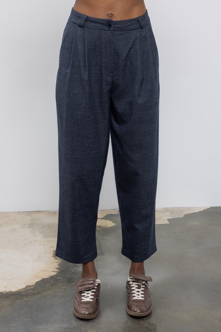 Baggy Fabric Trousers Navy