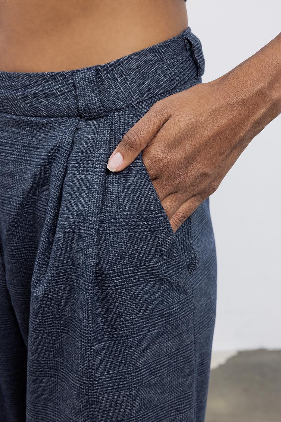 Baggy Fabric Trousers Navy