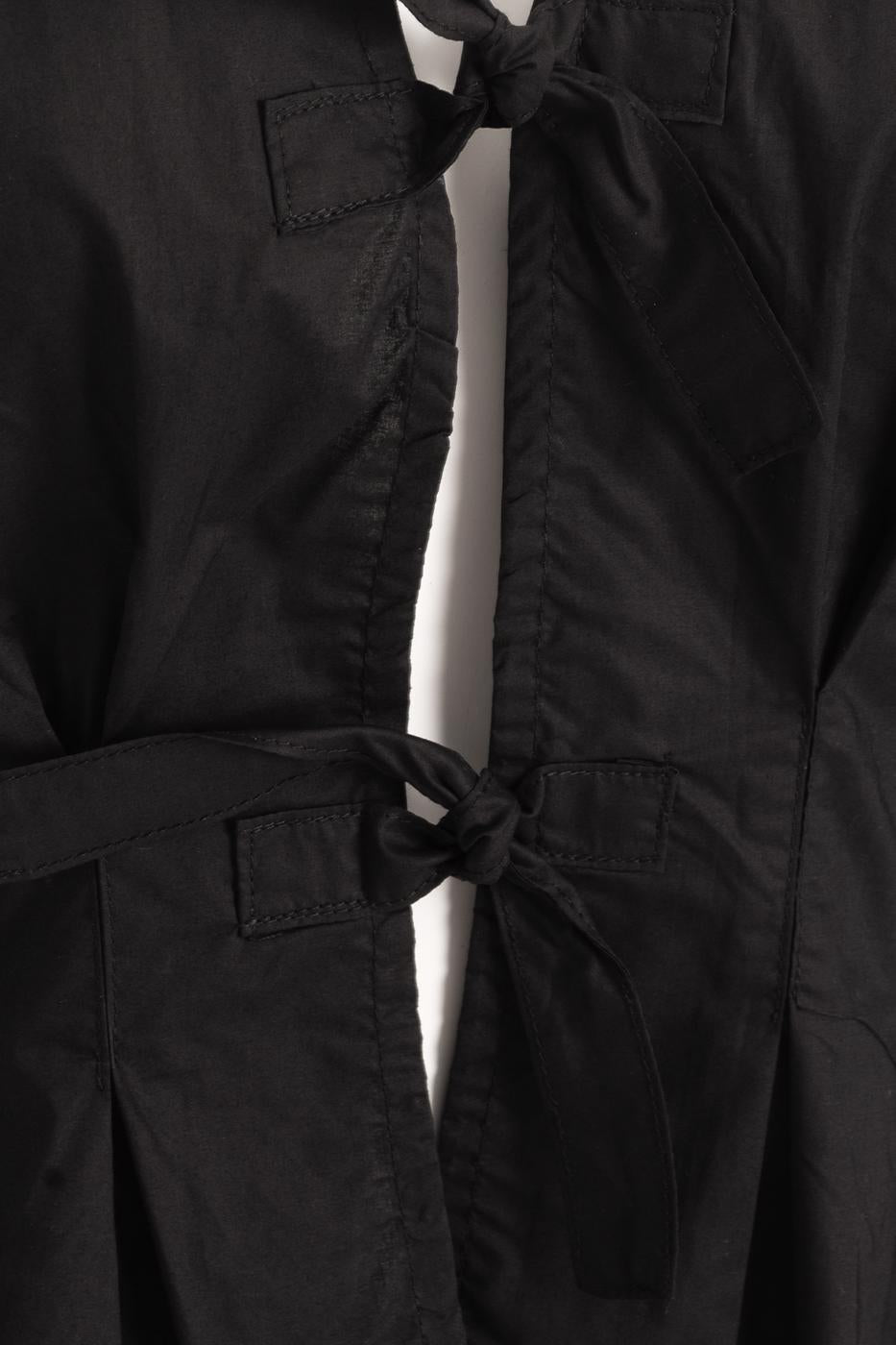 Poplin Blouse with Tie Detail Black