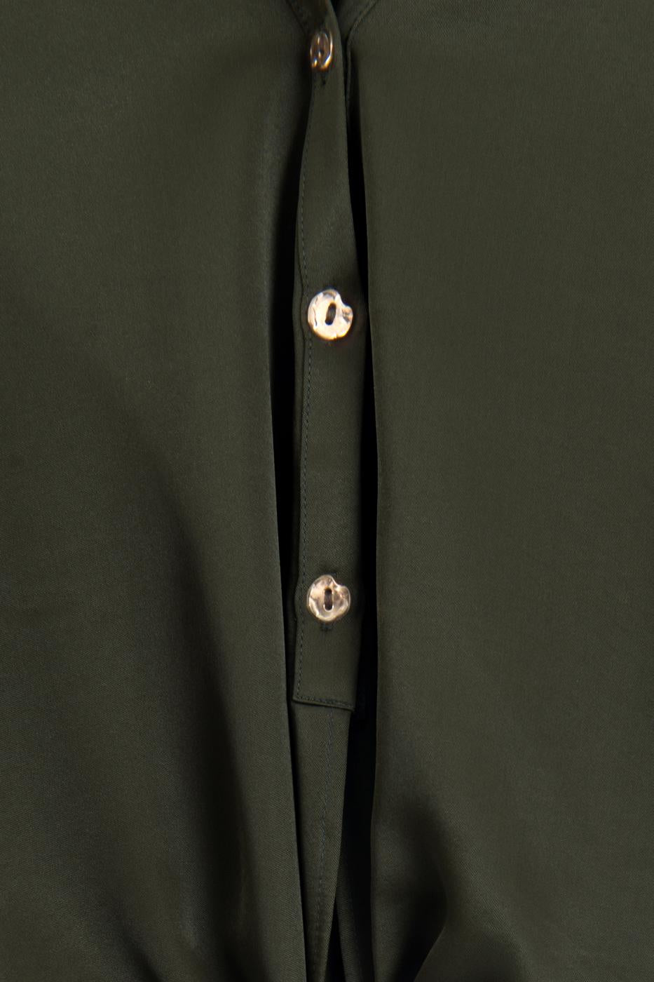 Tie-up Satin Blouse Khaki