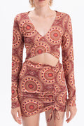 Tie detailed long sleeve bustier