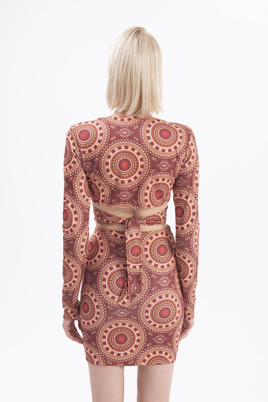 Tie detailed long sleeve bustier