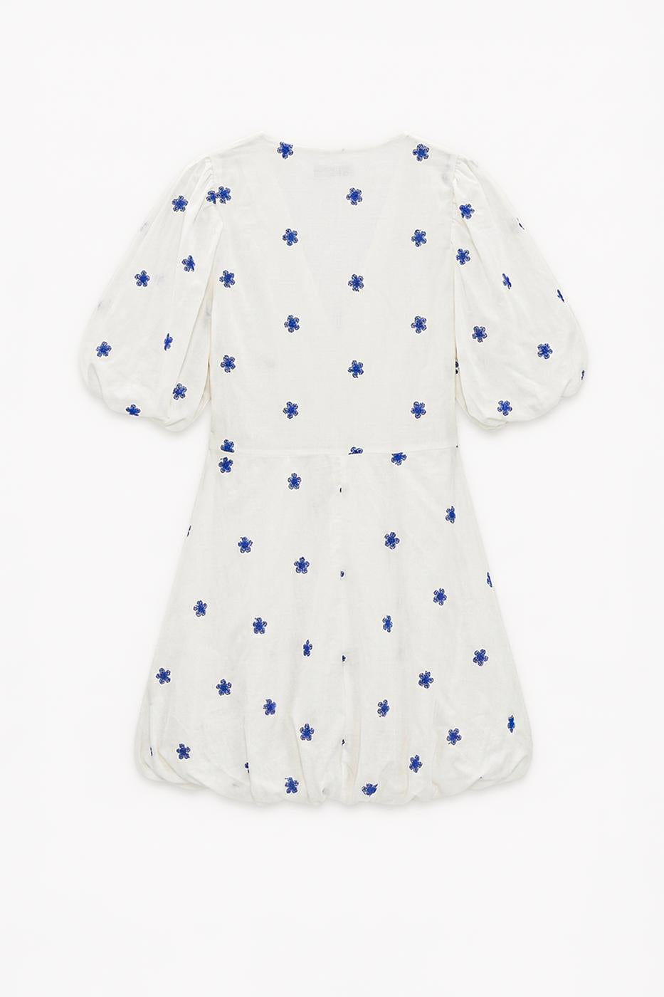 Mini Balloon Dress with Balloon Sleeves Ecru