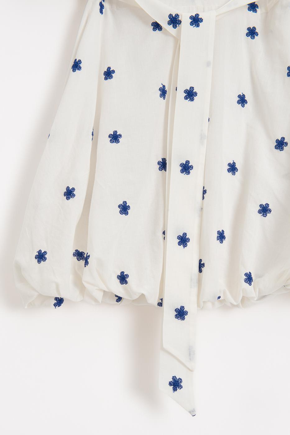 Mini Balloon Dress with Balloon Sleeves Ecru