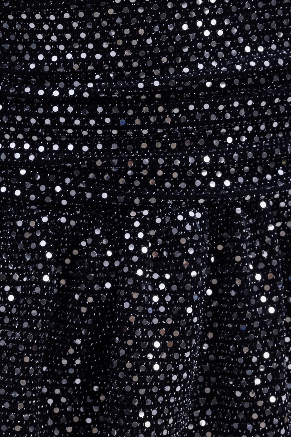 Balloon Sleeve Sequined Mini Dress Black