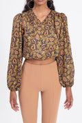 Balloon sleeve tulle blouse