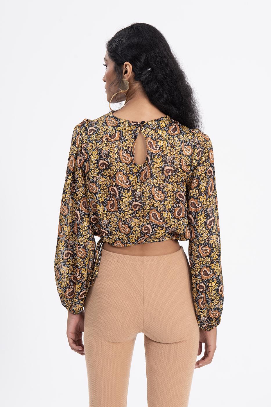 Balloon sleeve tulle blouse