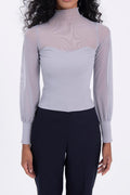 Balloon sleeve transparent blouse