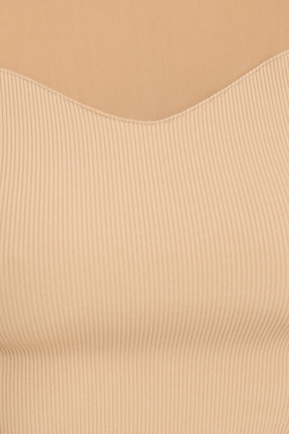 Balloon sleeve transparent blouse Beige