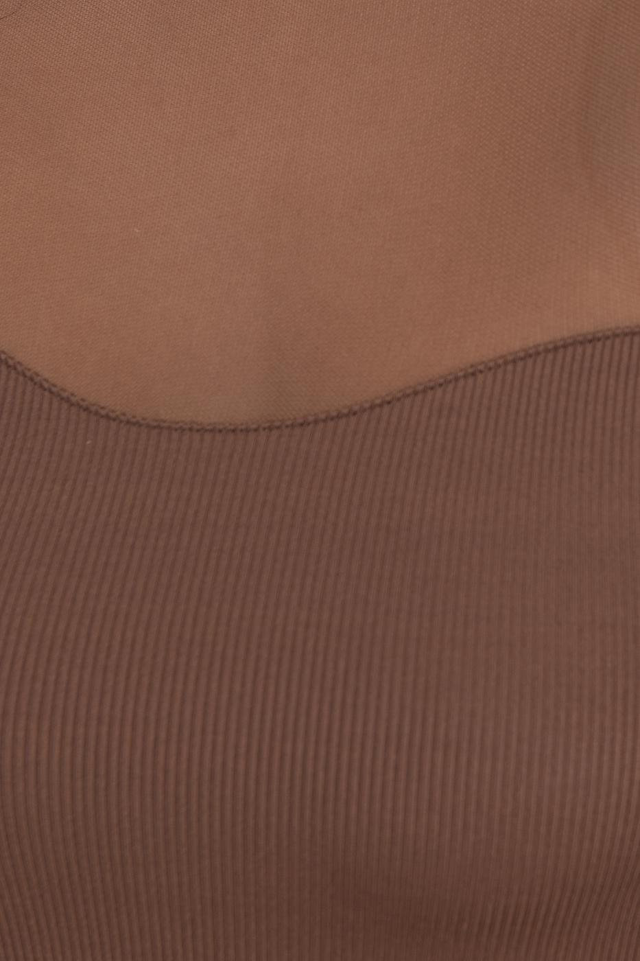Balloon sleeve transparent blouse Brown
