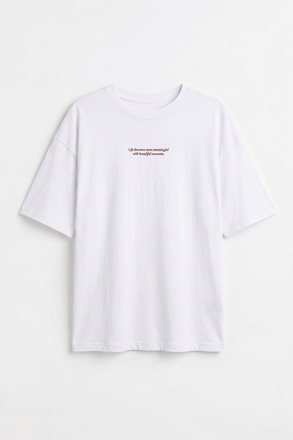 Basic Printed Oversize T-shirt White