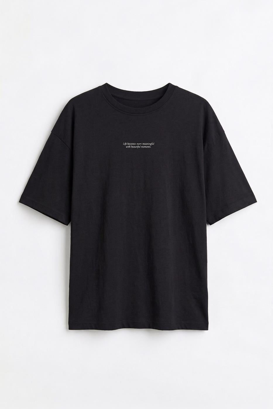 Basic Printed Oversize T-shirt Black