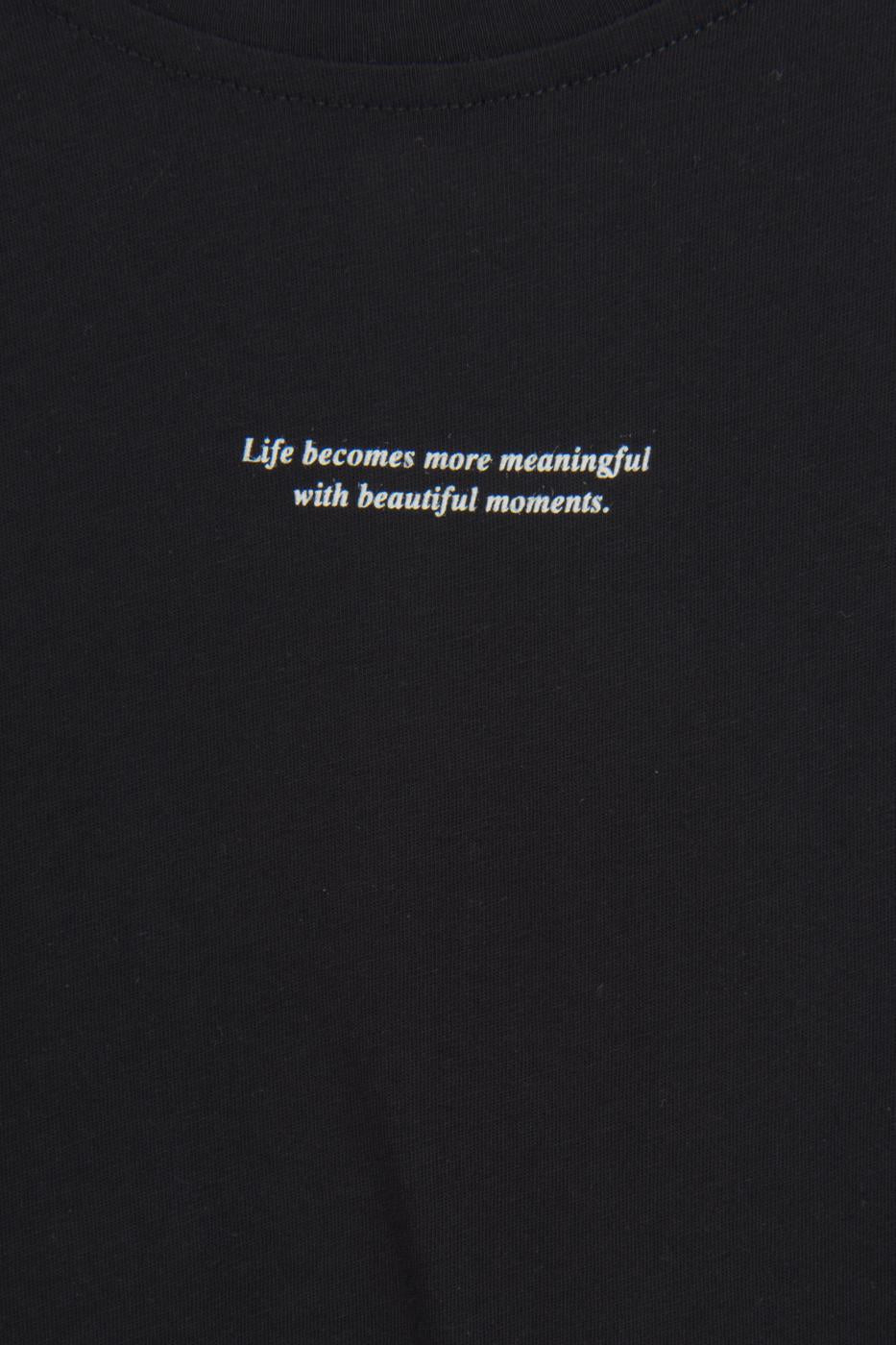 Basic Printed Oversize T-shirt Black