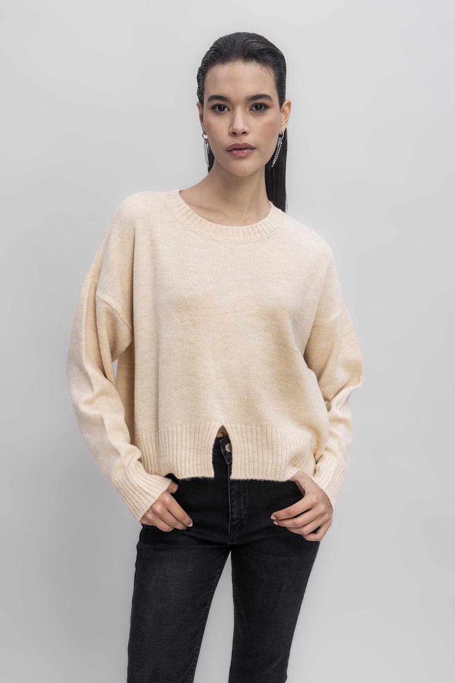Basic Knit Pullover Beige