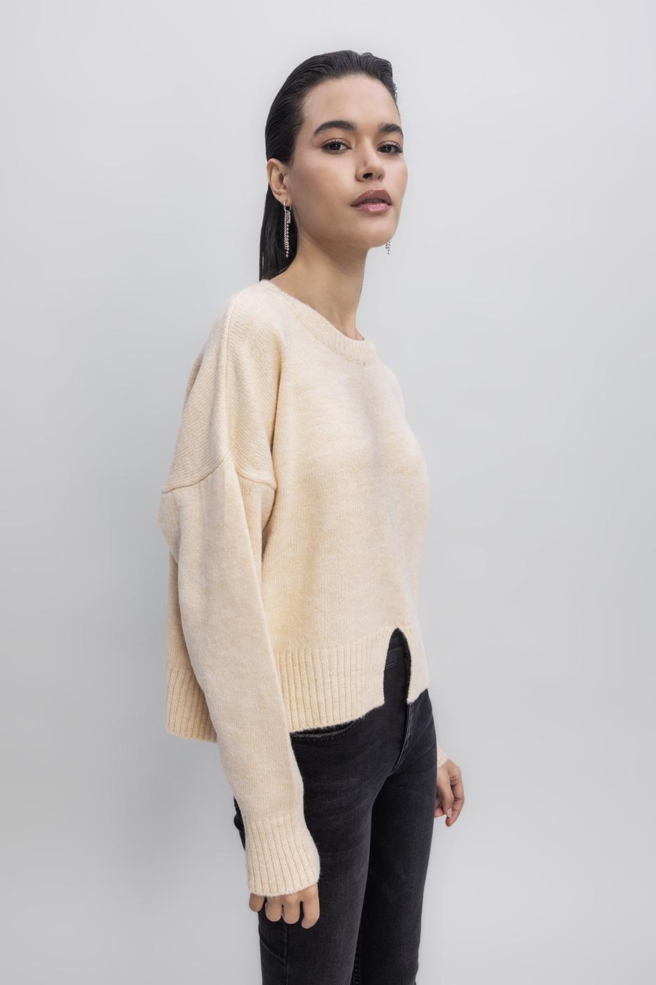 Basic Knit Pullover Beige