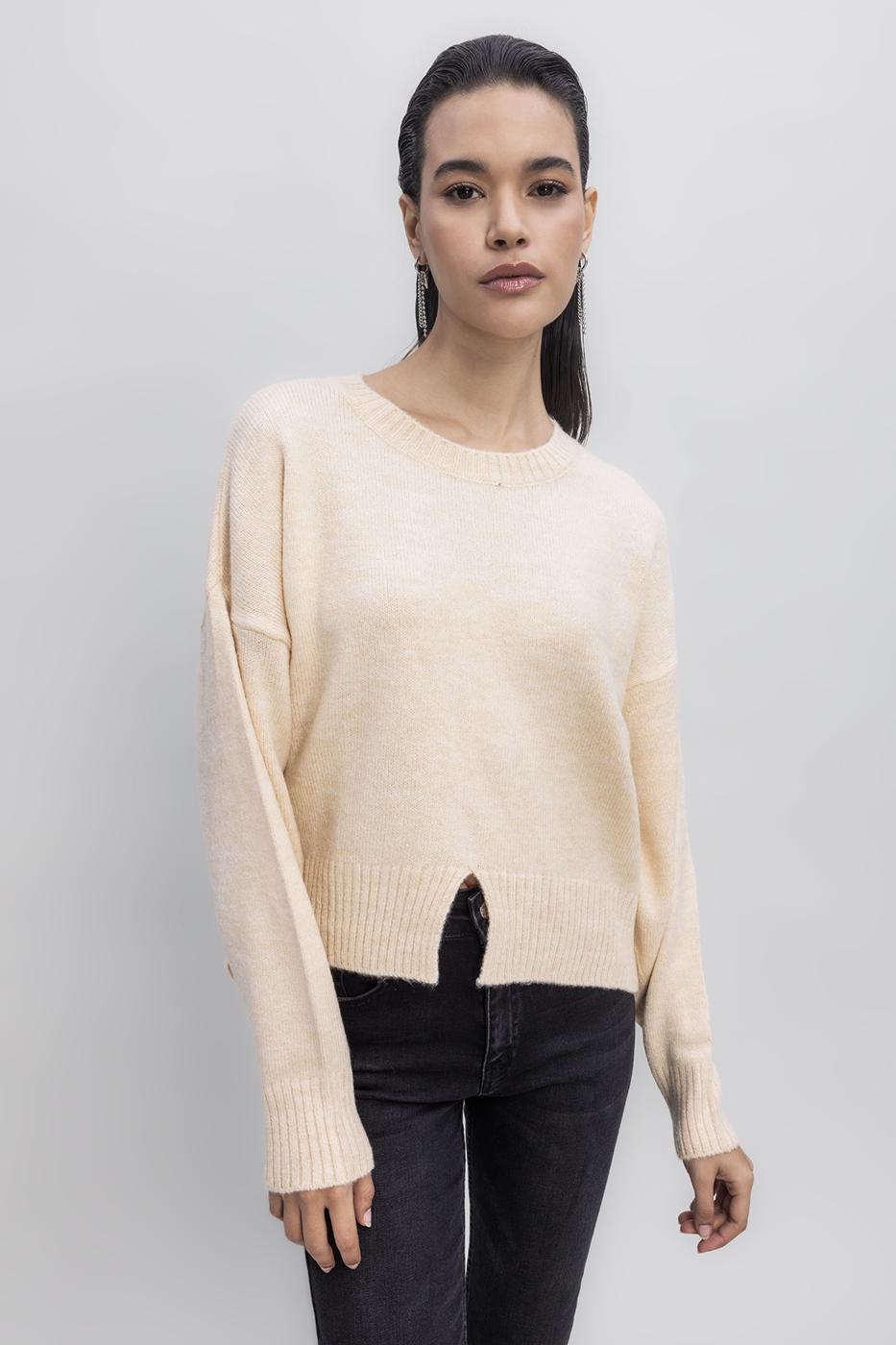 Basic Knit Pullover Beige