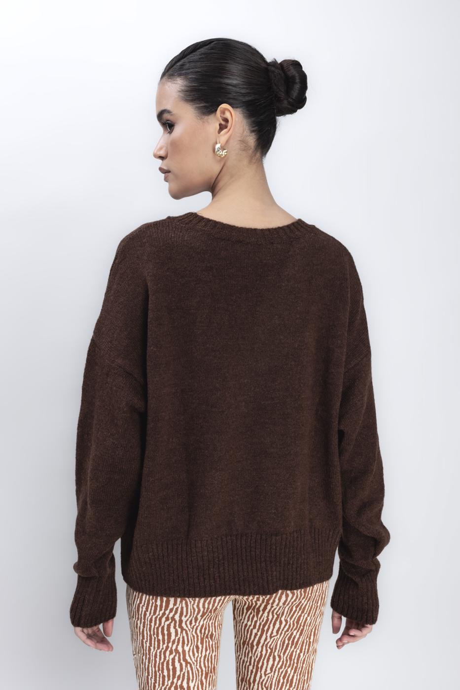 Basic Knit Pullover Brown