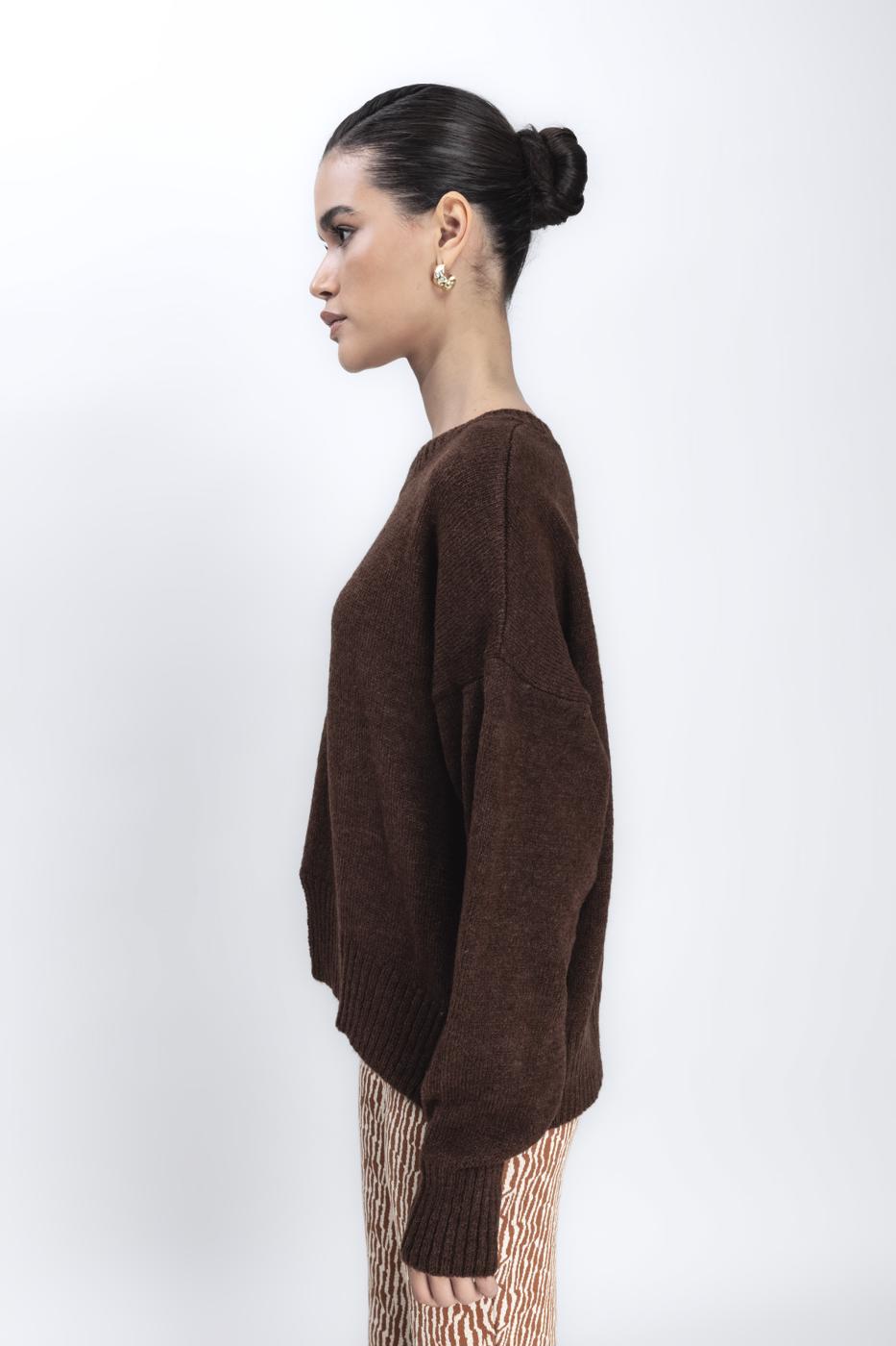 Basic Knit Pullover Brown