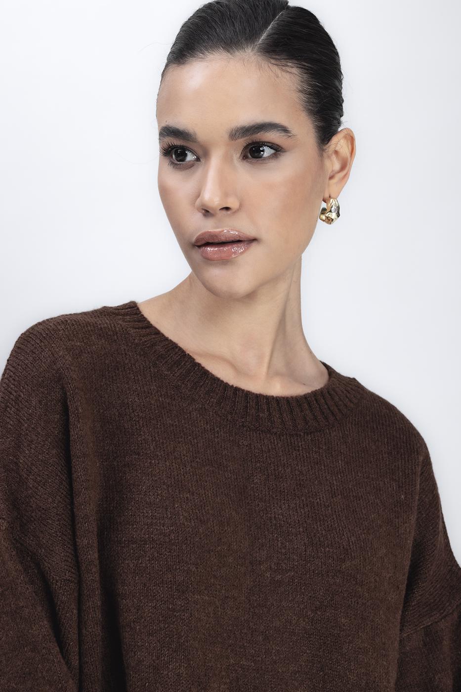 Basic Knit Pullover Brown