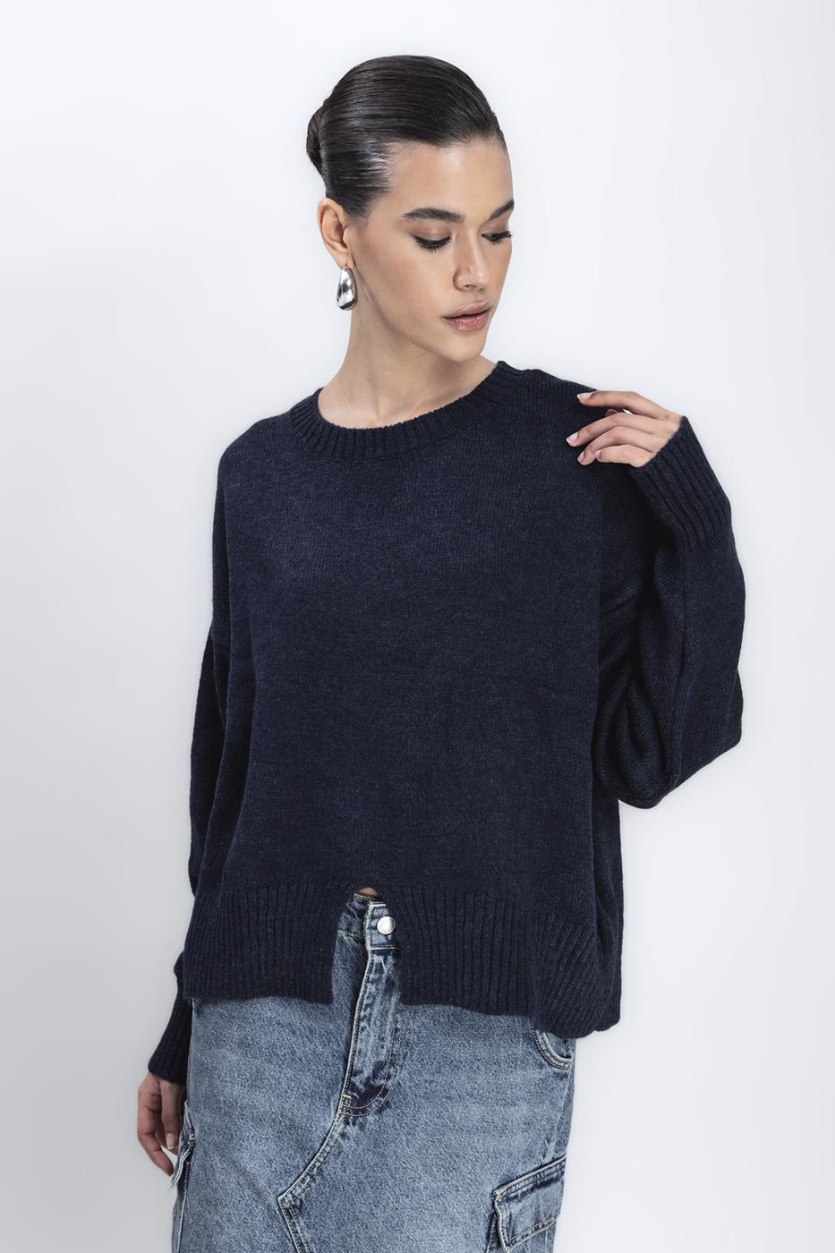 Basic Knit Pullover Navy