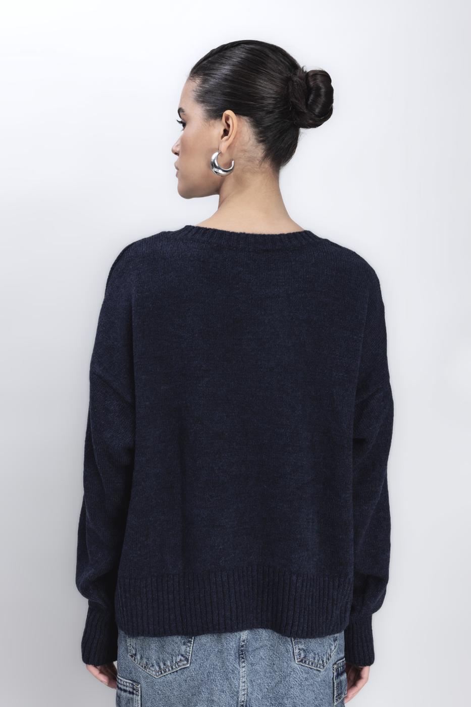Basic Knit Pullover Navy