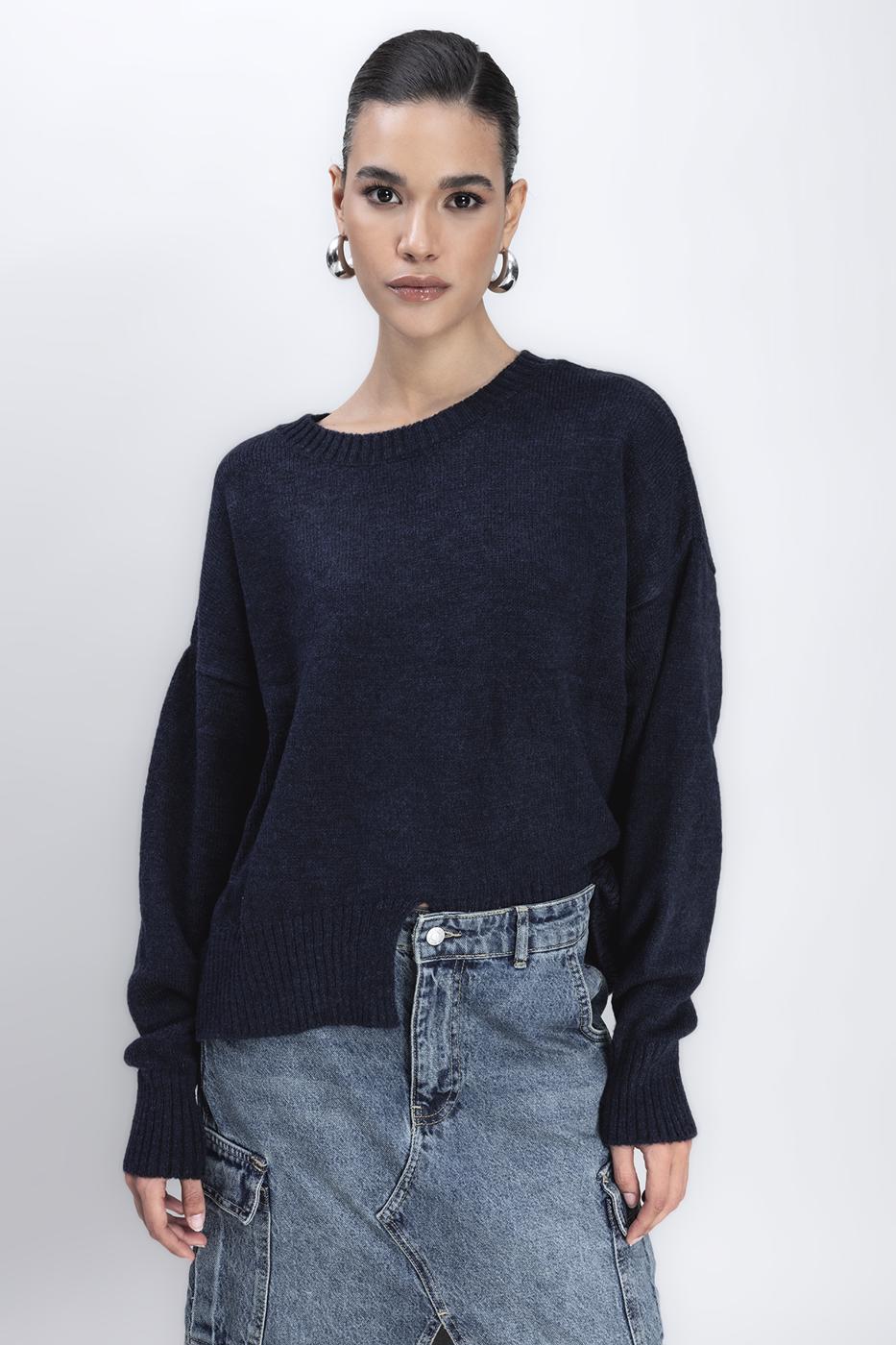 Basic Knit Pullover Navy