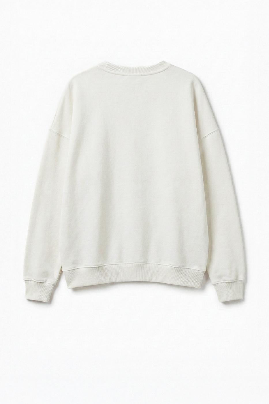 Printed Basic Sweatshirt Ecru