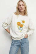 Printed Basic Sweatshirt Ecru