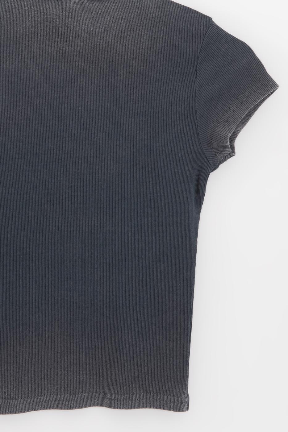 Printed Ribbed Basic Top Grey