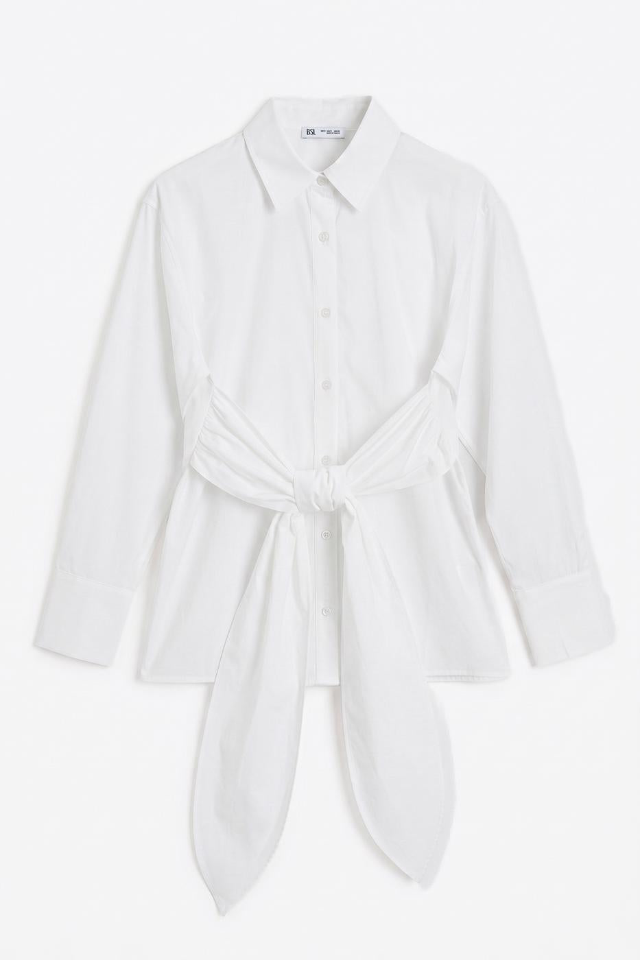 Shirt with Tie Waist White