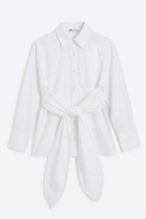 Shirt with Tie Waist White