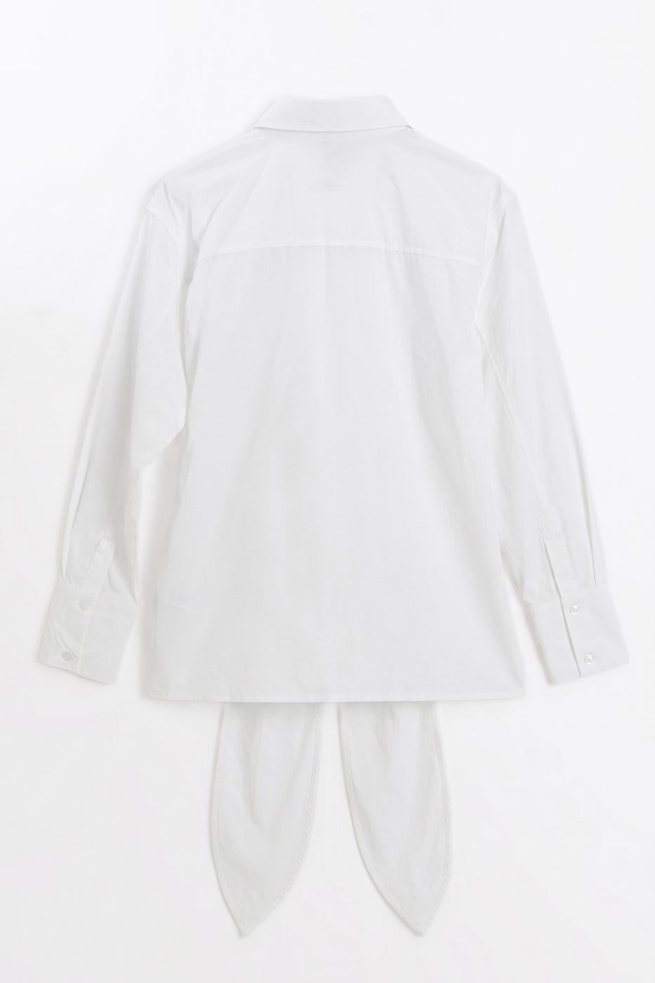 Shirt with Tie Waist White