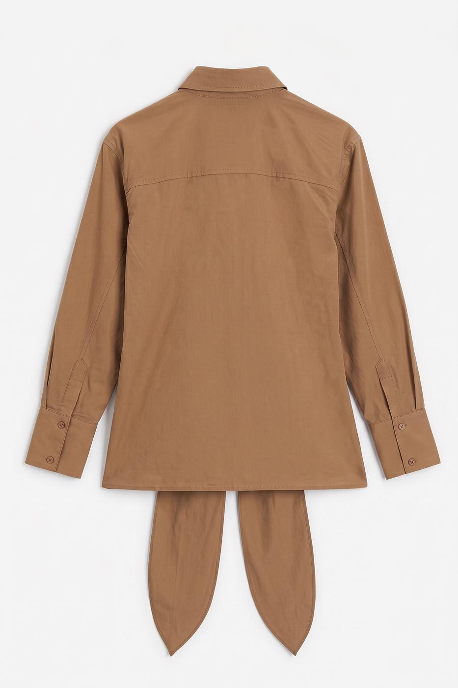 Shirt with Tie Waist Camel