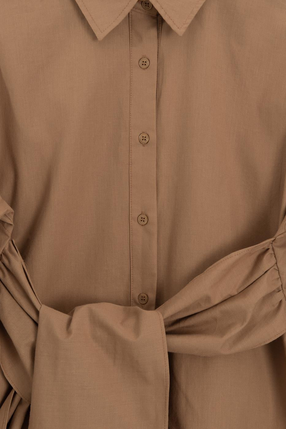 Shirt with Tie Waist Camel