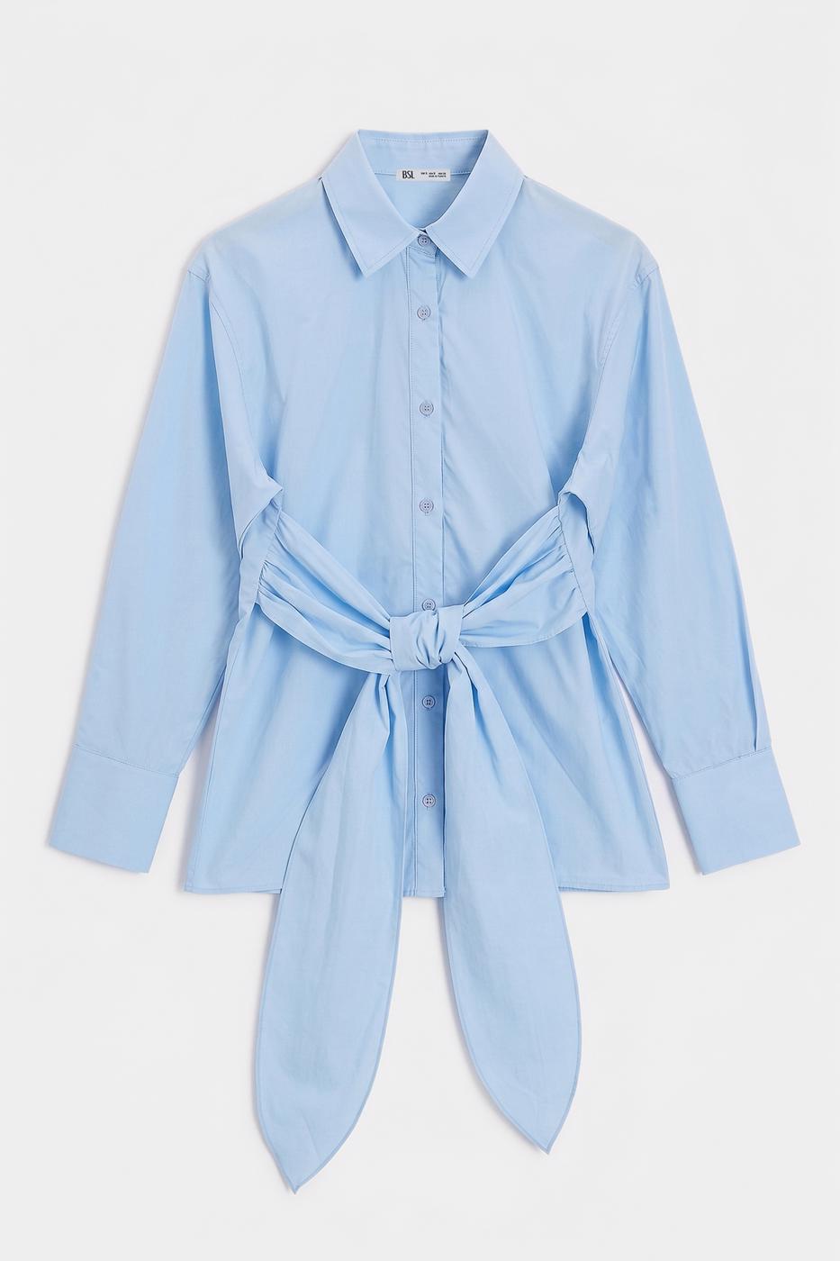 Shirt with Tie Waist Blue