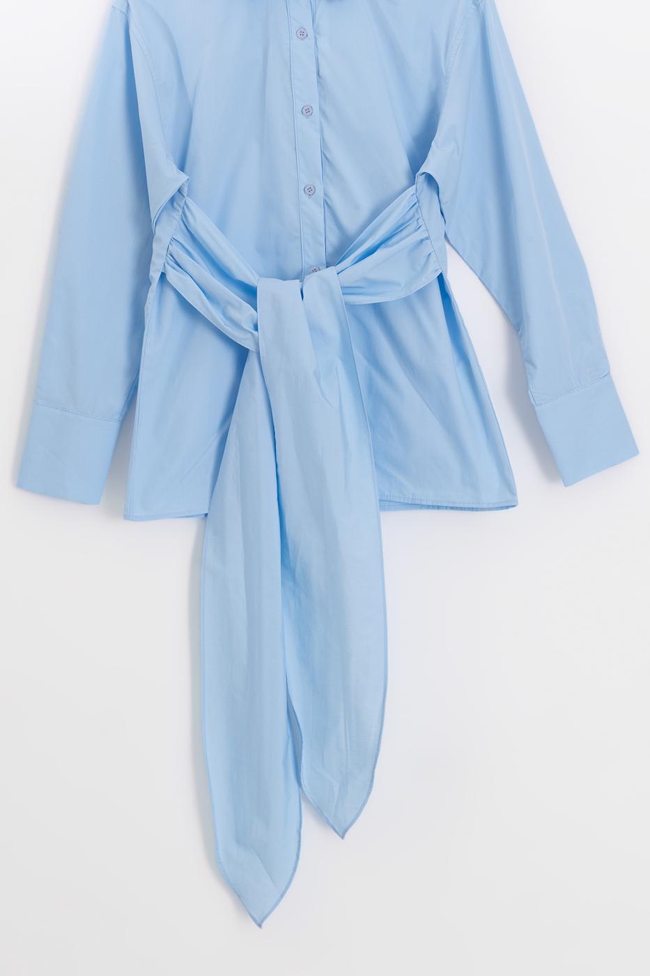 Shirt with Tie Waist Blue