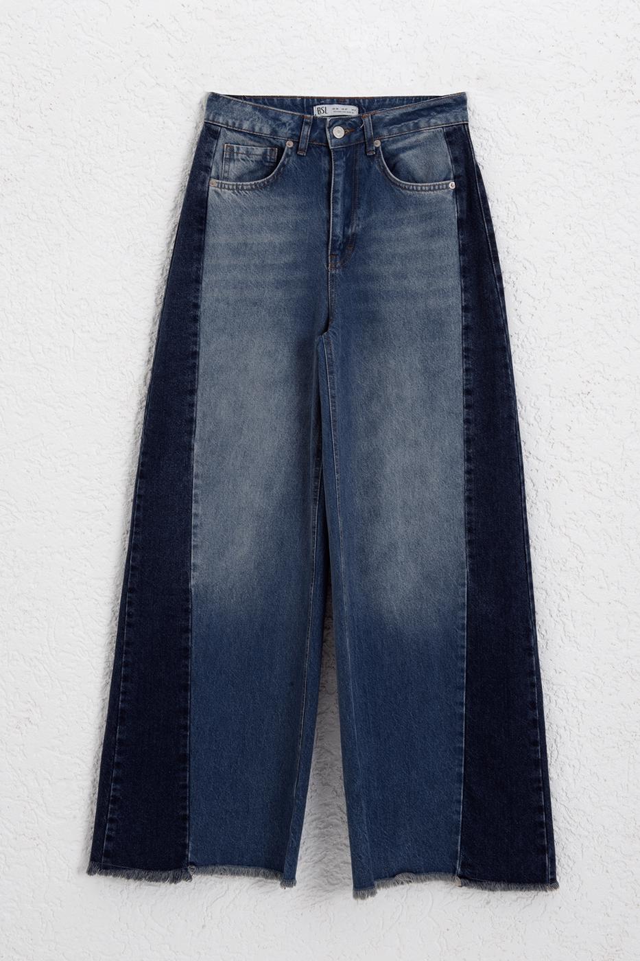 Bi Color Wide Leg Pants Blue