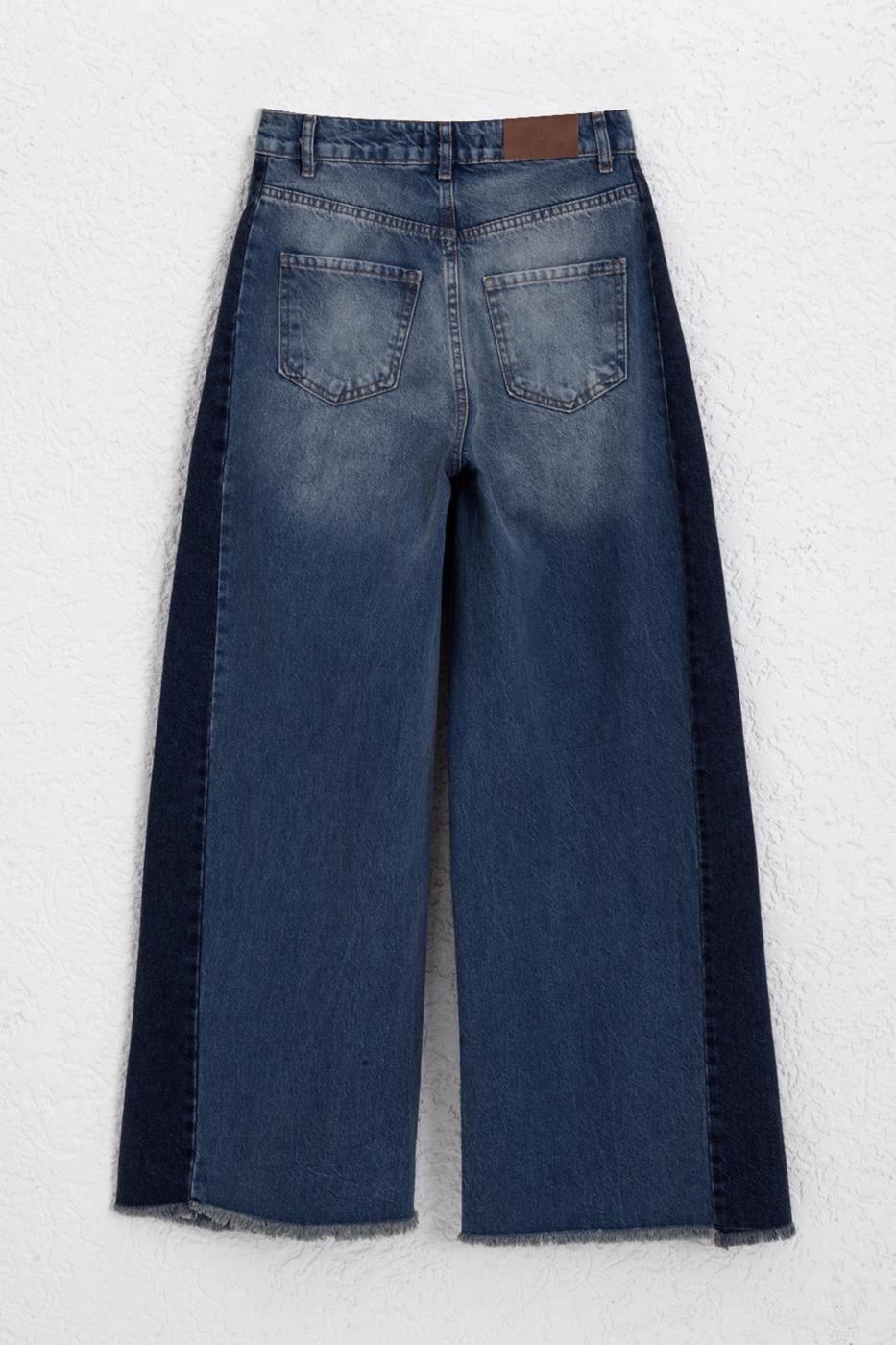 Bi Color Wide Leg Pants Blue