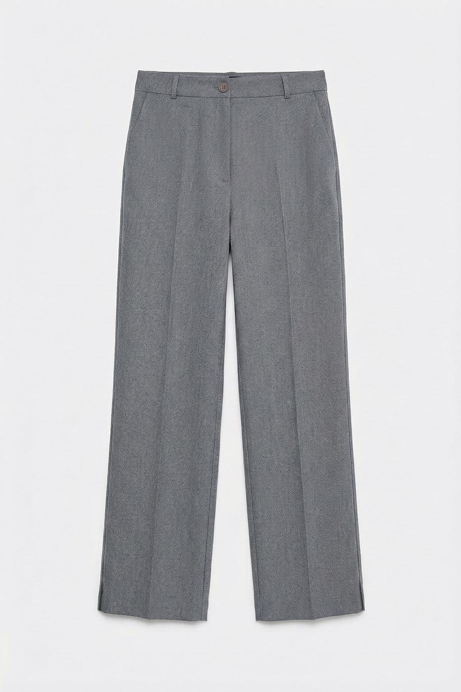 Ankle-Length Fabric Trousers Grey