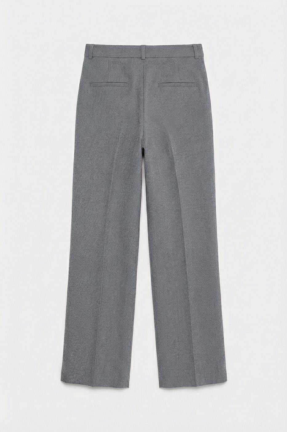 Ankle-Length Fabric Trousers Grey