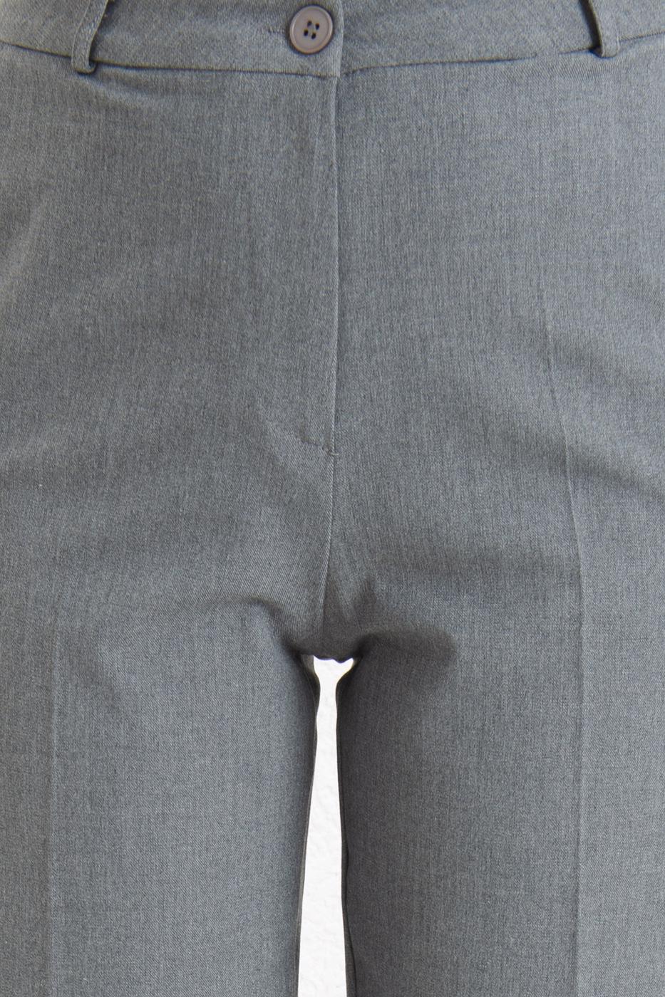 Ankle-Length Fabric Trousers Grey