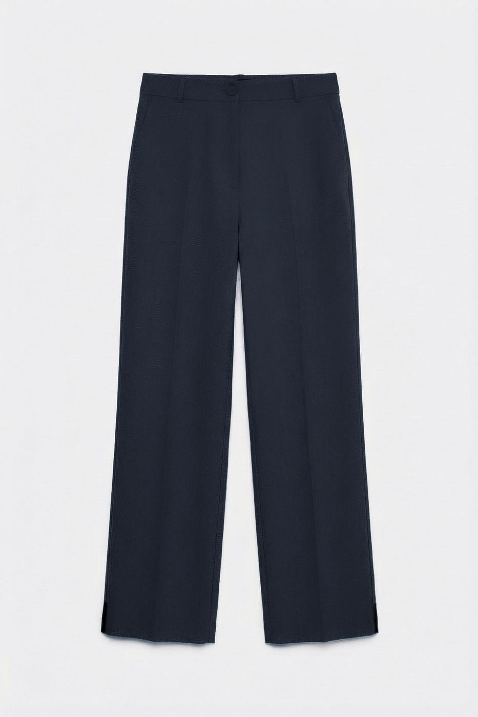 Ankle-Length Fabric Trousers Navy