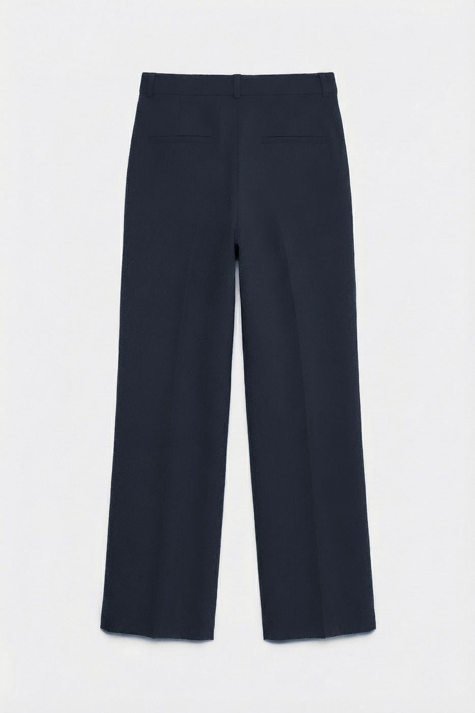 Ankle-Length Fabric Trousers Navy