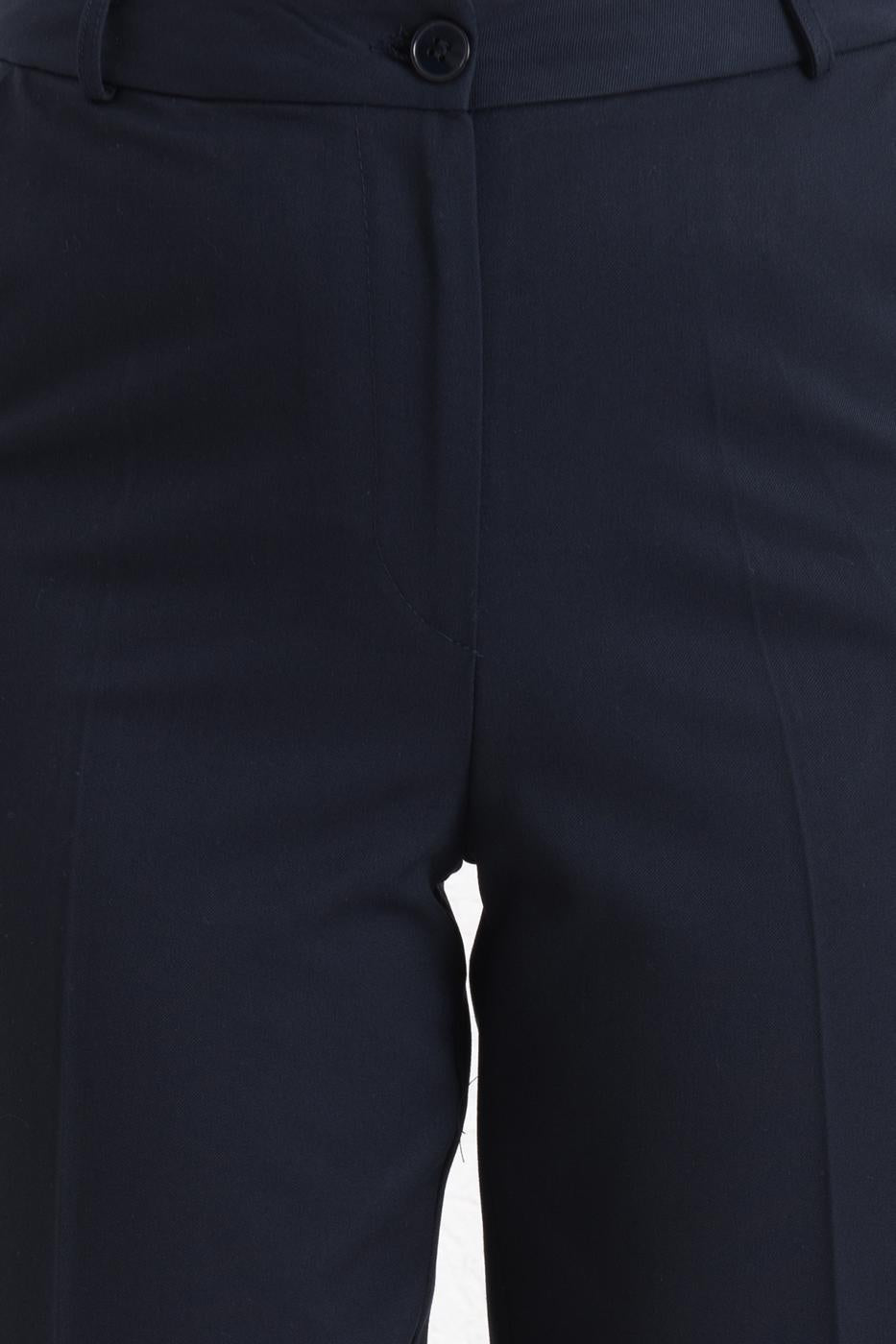 Ankle-Length Fabric Trousers Navy